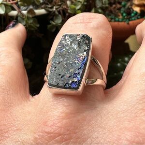 Ancient Roman Glass 925 Sterling Silver Ring Size 8